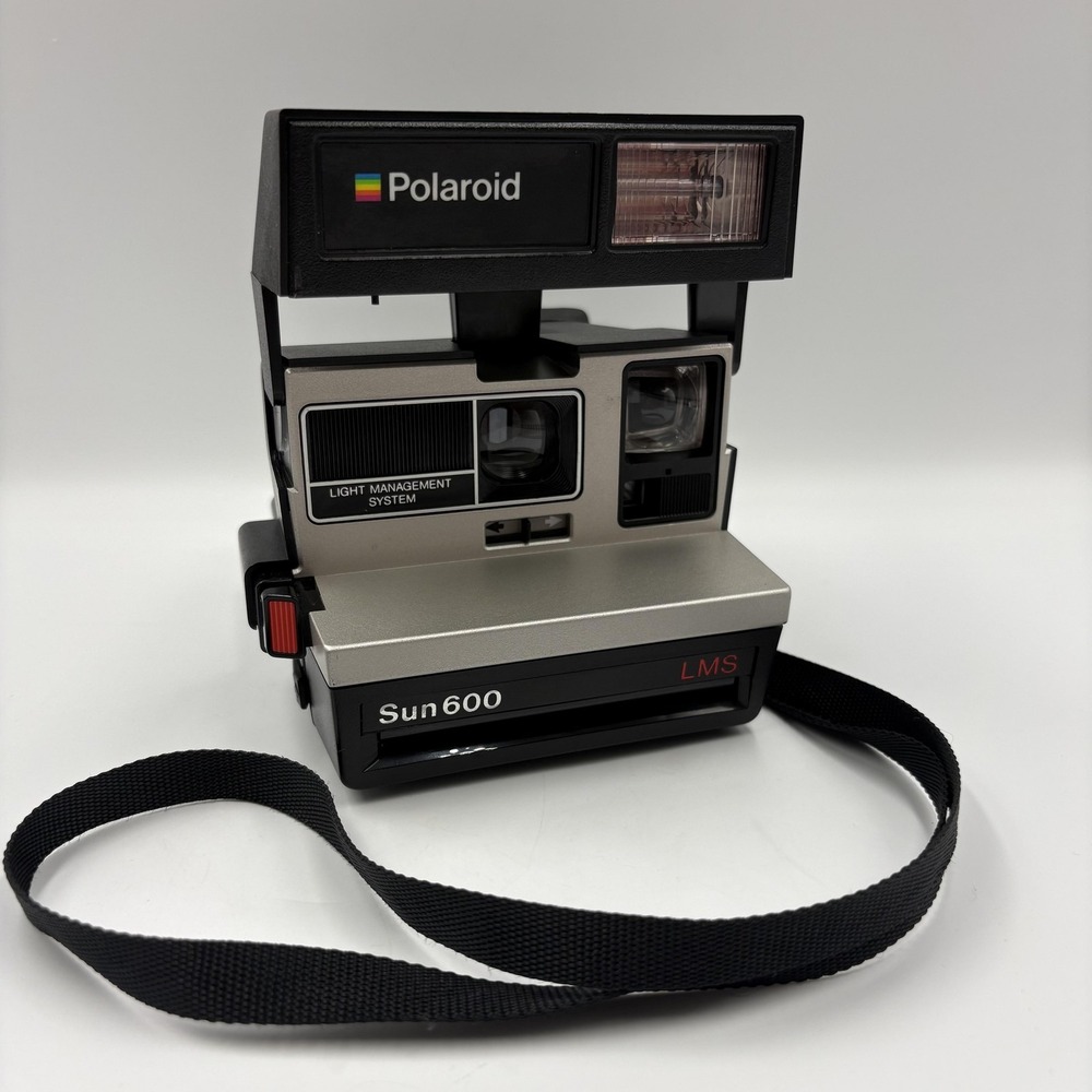 Vintage Polaroid Sun 600 LMS Instant Film Camera Type 600 Auto Flash Black USA